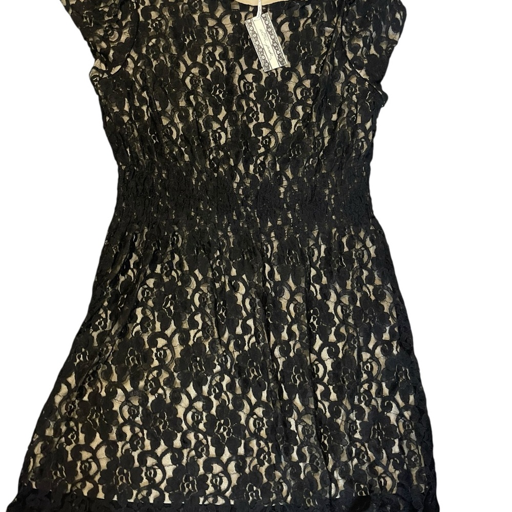 Black and Tan A-line Mini Dress